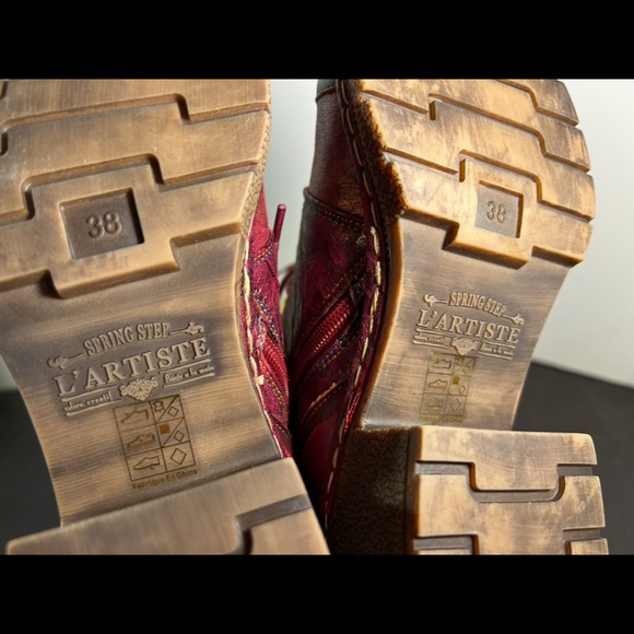 L'Artiste by Spring Step Leather Boots Fallinluv Bordeaux Size EU 38/US 7.5-8 - Picture 14 of 16